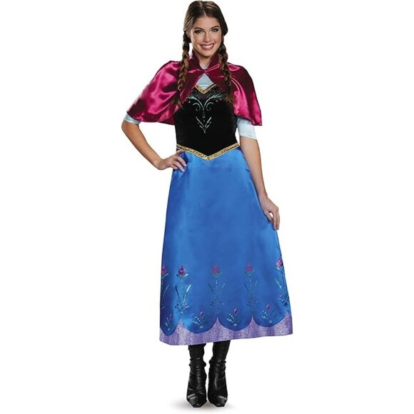Disney Frozen Traveling Anna Costume Disguise Halloween Women Teen Party M/L - Picture 2 of 7